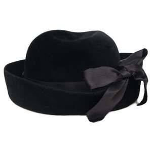 CHANEL Velvet Ribbon Hat, Size 57, Black, Women's